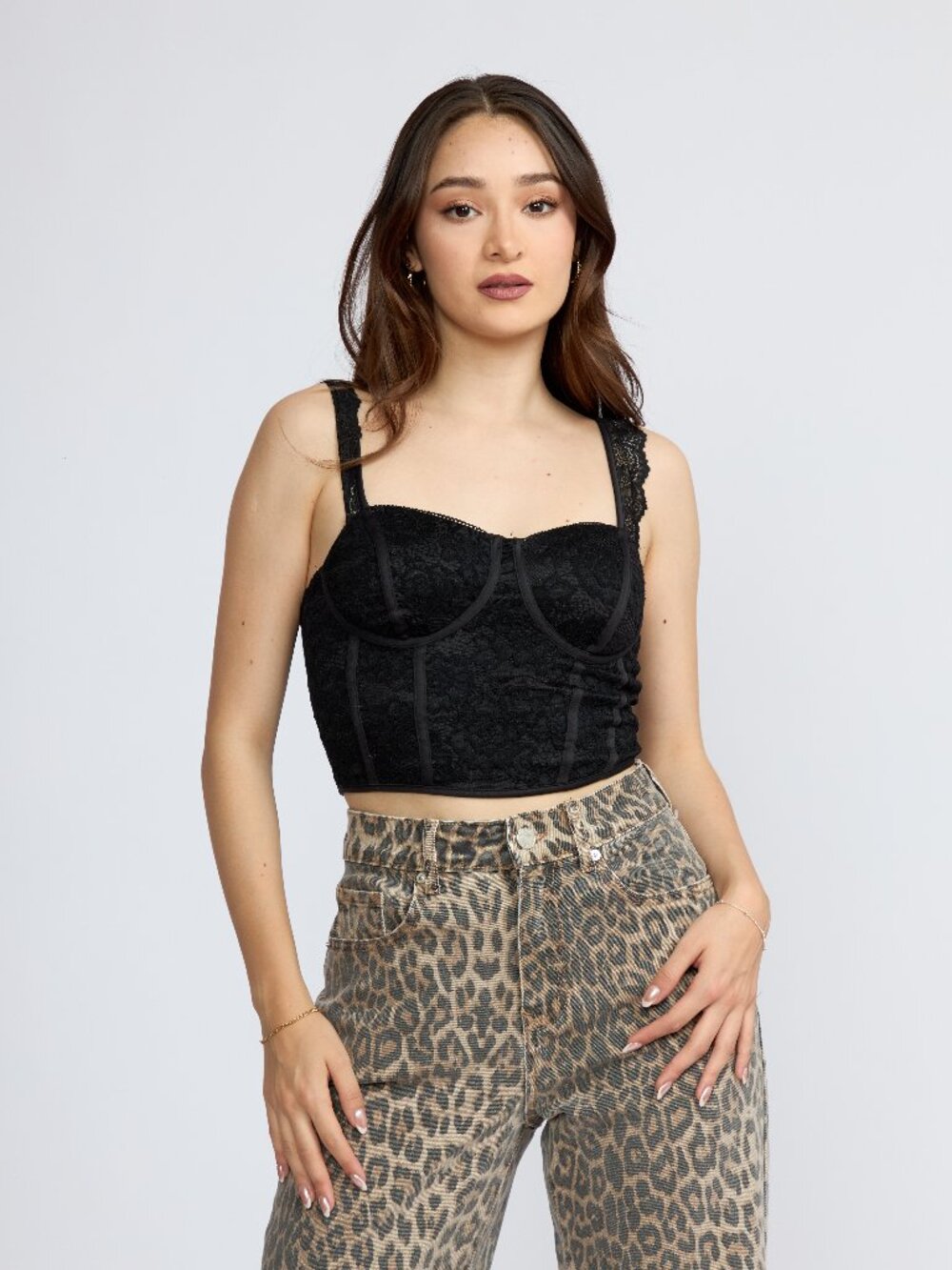 Women's Leopard Print High-Waisted Wide Leg Jeans
